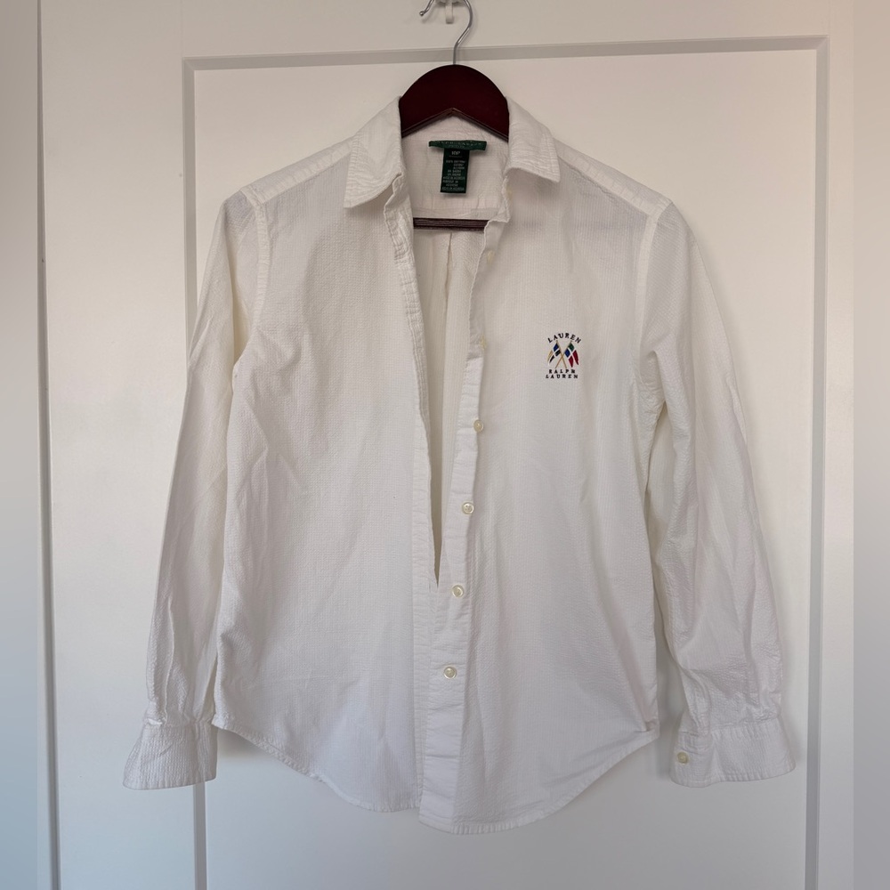 Lauren Ralph Lauren White Casual Button Down Shirt